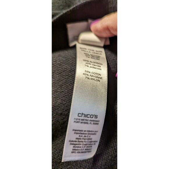 Chicos Cape One size black Cotton Rayon Nylon Feels Like Wool EUC. Slits Hands - Picture 5 of 6